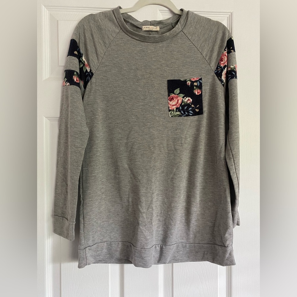 First Look grey and floral shirt size medium